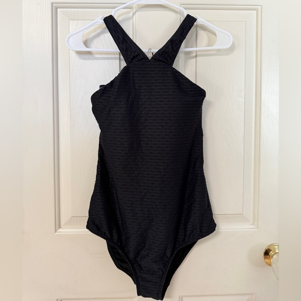 NWOT - Shoshanna Black Plisse High Neck One Piece Swimsuit yau2124